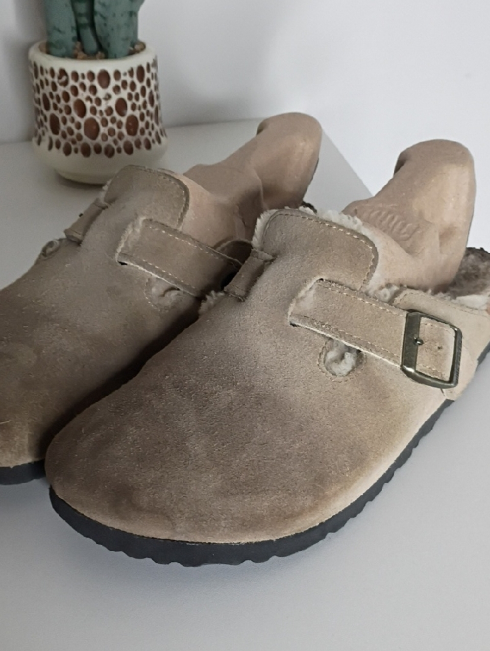 Birkenstock Boston Taupe Suede Clog with Buckle size 38 women's 7 mens 5 Sharpe - Picture 4 of 14